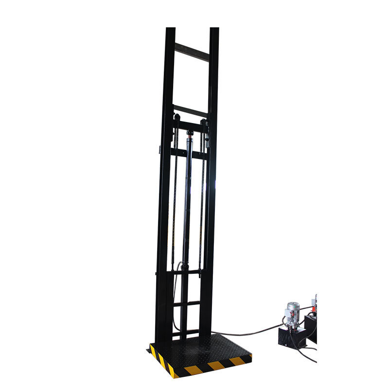 Small Steel Hydraulic Vertical Guide Rail Freight Elevator through Ceiling