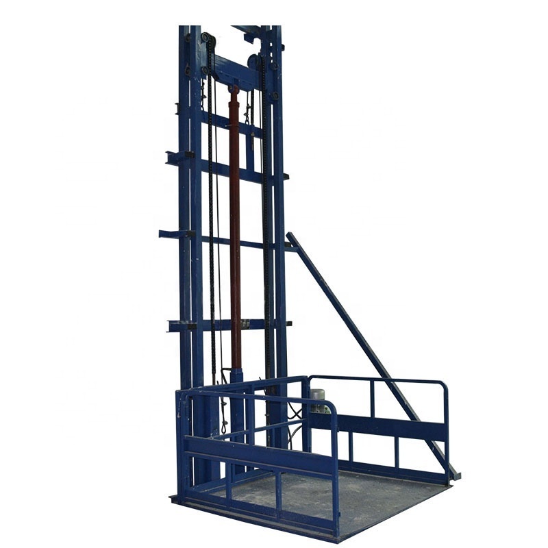 Small Steel Hydraulic Vertical Guide Rail Freight Elevator through Ceiling