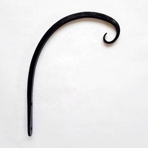 Black 8-Inch Forged Curved Hook Wrought Iron Hanger