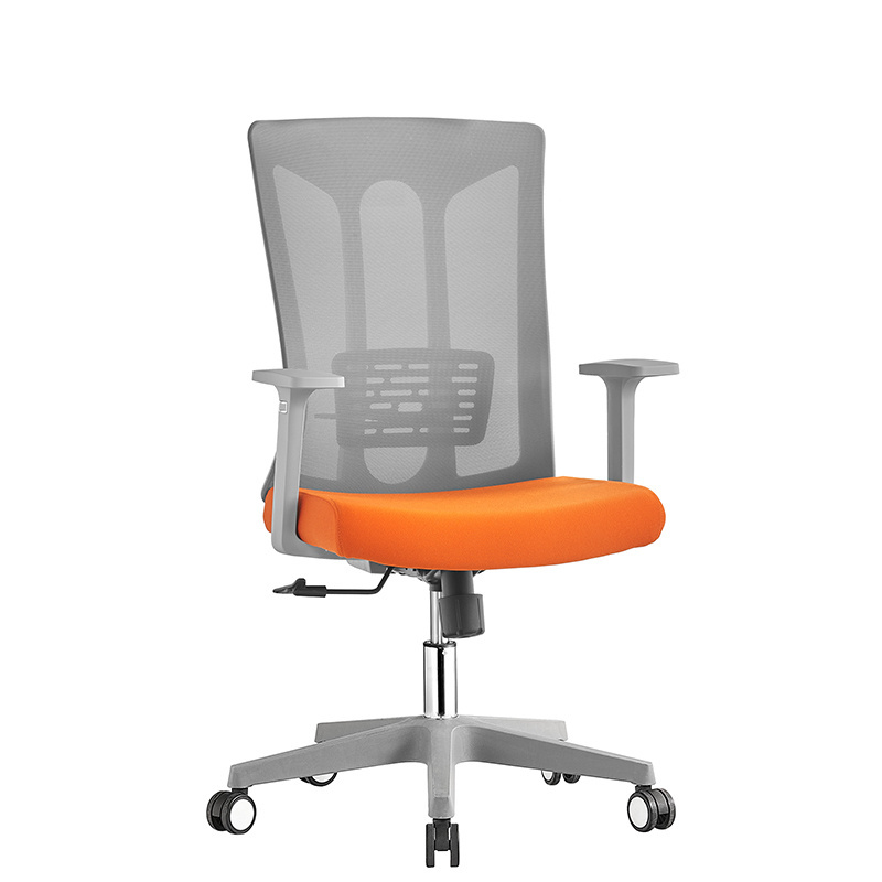 Modern Armchair Gray Middle Back Swivel Full Mesh Staff Chair Task Chair