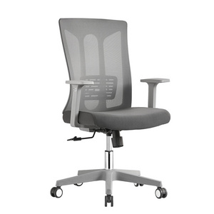 Modern Armchair Gray Middle Back Swivel Full Mesh Staff Chair Task Chair