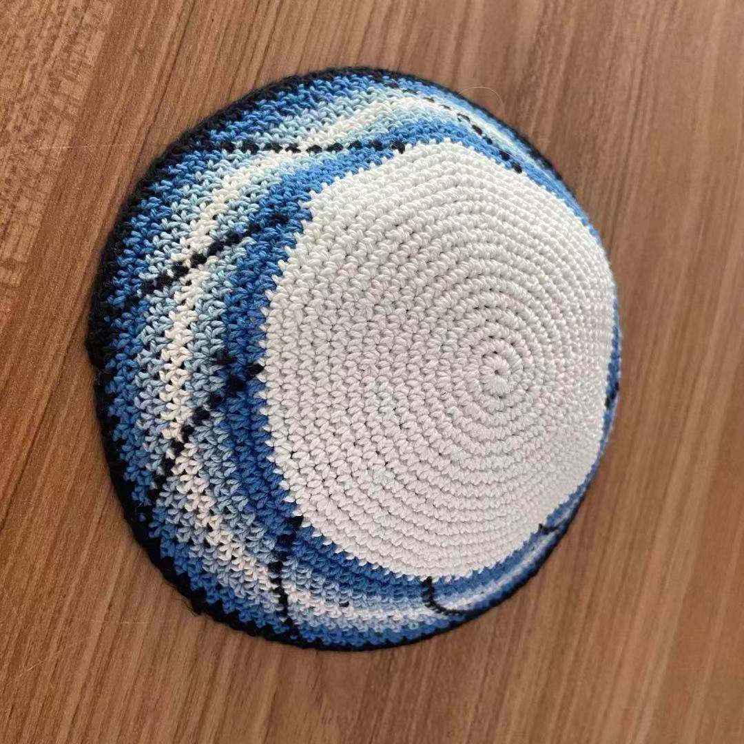 Custom jewish kippot knitted embroidery DMC cotton crochet Israel kippah Hat