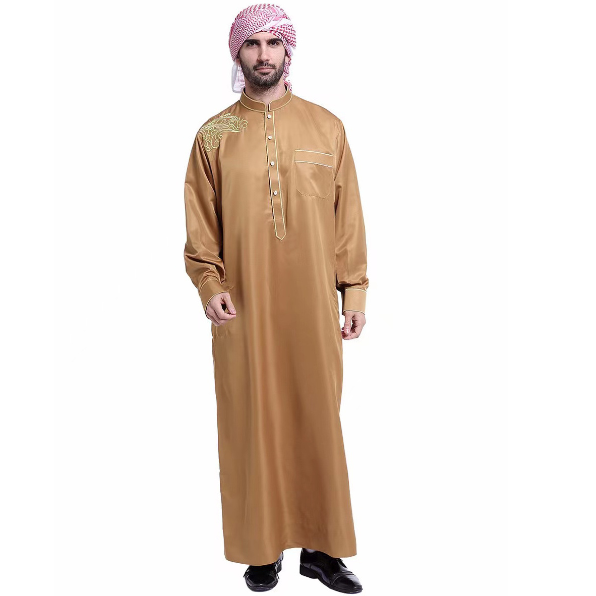 Muslim Clothing Men Jubba Thobe Stand Collar Islamic Long Sleeve Abaya Dress Saudi Abaya Caftan Islam Dubai Arab Dress