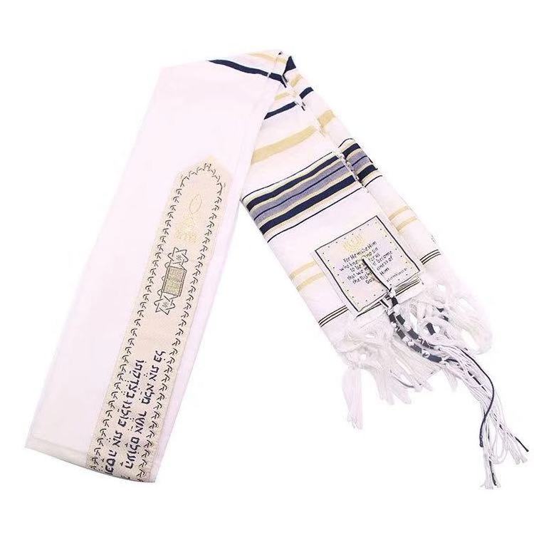 Custom Unisex Kosher Israel Muslim Jewish Talit Christian Polyester Large Prayer Shawl With Bag