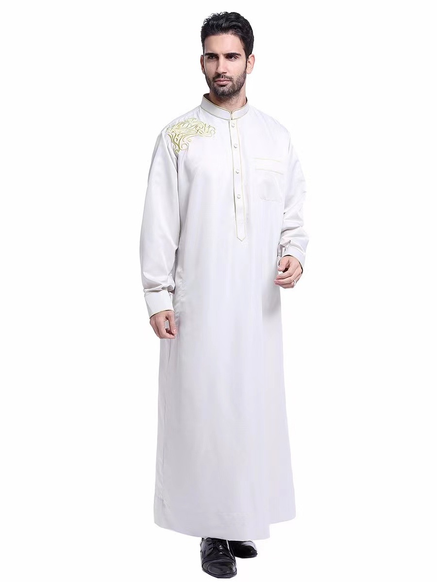 Muslim Clothing Men Jubba Thobe Stand Collar Islamic Long Sleeve Abaya Dress Saudi Abaya Caftan Islam Dubai Arab Dress