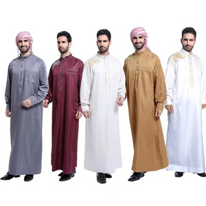 Muslim Clothing Men Jubba Thobe Stand Collar Islamic Long Sleeve Abaya Dress Saudi Abaya Caftan Islam Dubai Arab Dress