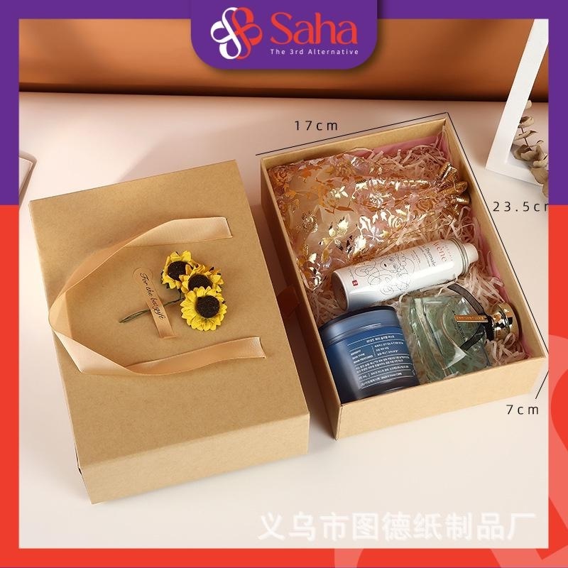 Best Price Custom OEM Bio-degradable Kraft Gift Paper Box With Handle For Candy Birthdays Anniversary Cosmetic Jewelry