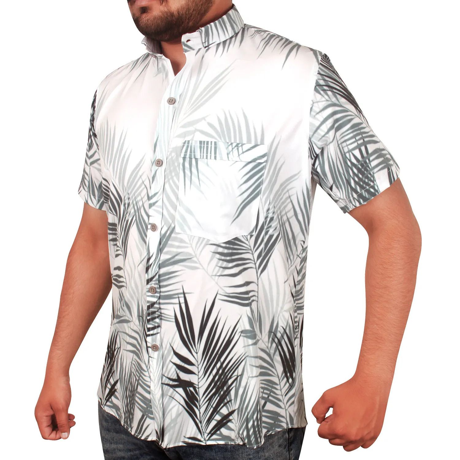 New Seaside Beach Shirt Casual Top Fashion Button Up Breathable Short Sleeve Printed Men's Shirts OEM Custom Shirt