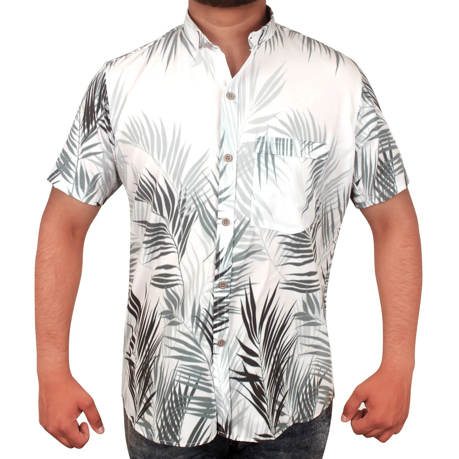 New Seaside Beach Shirt Casual Top Fashion Button Up Breathable Short Sleeve Printed Men's Shirts OEM Custom Shirt