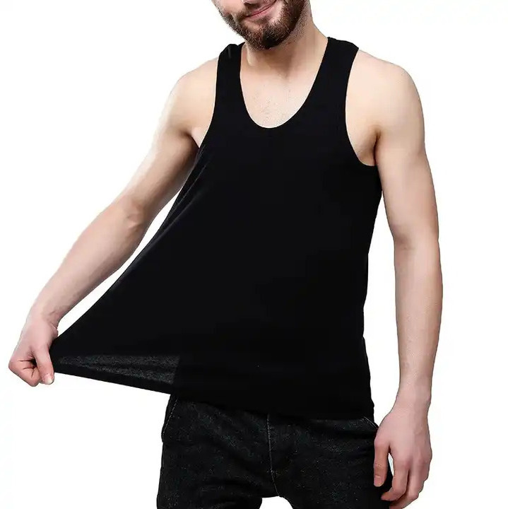 Custom LOGO Ribbed Tank Top Mens I-Shaped Vest Plus Size Wholesale High Quality 100% Cotton Plus Size Men's Tank Top