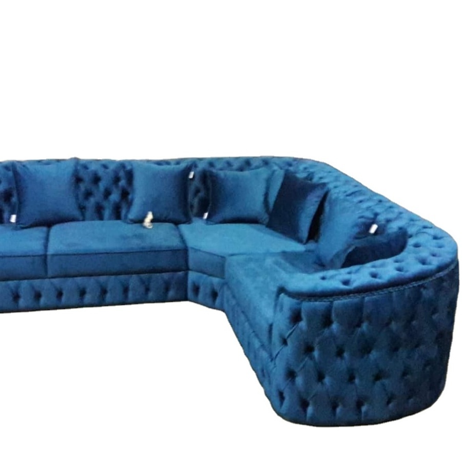 L Shape Modern Chesterfield blue Sectional Sofa Wholesale High Quality Best Price color options