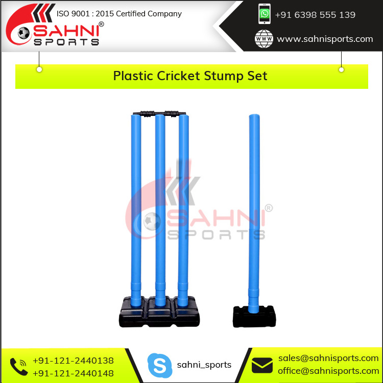 2022 New Arrival Hot Selling Premium Quality Training Equipment Plastic Cricket Stump Set with Base & Set of Bails