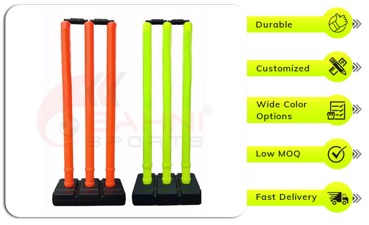 2022 New Arrival Hot Selling Premium Quality Training Equipment Plastic Cricket Stump Set with Base & Set of Bails