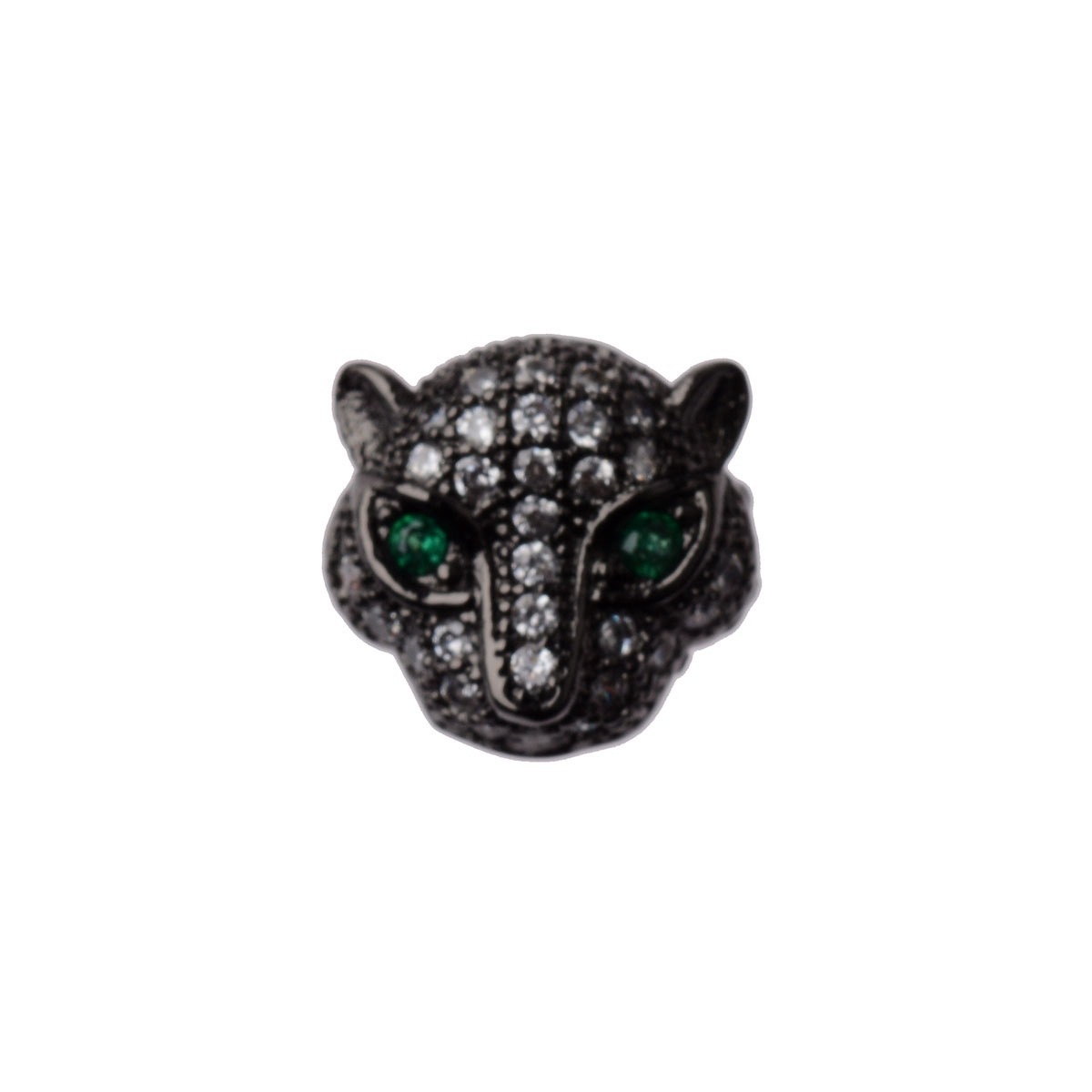 new jewelry accessories micro-inlaid cubic zircon green eyes leopard head DIY copper bracelet charms beads