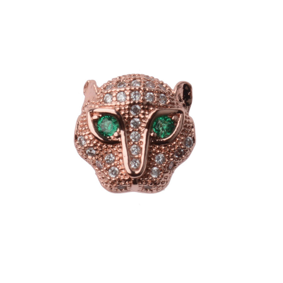 new jewelry accessories micro-inlaid cubic zircon green eyes leopard head DIY copper bracelet charms beads