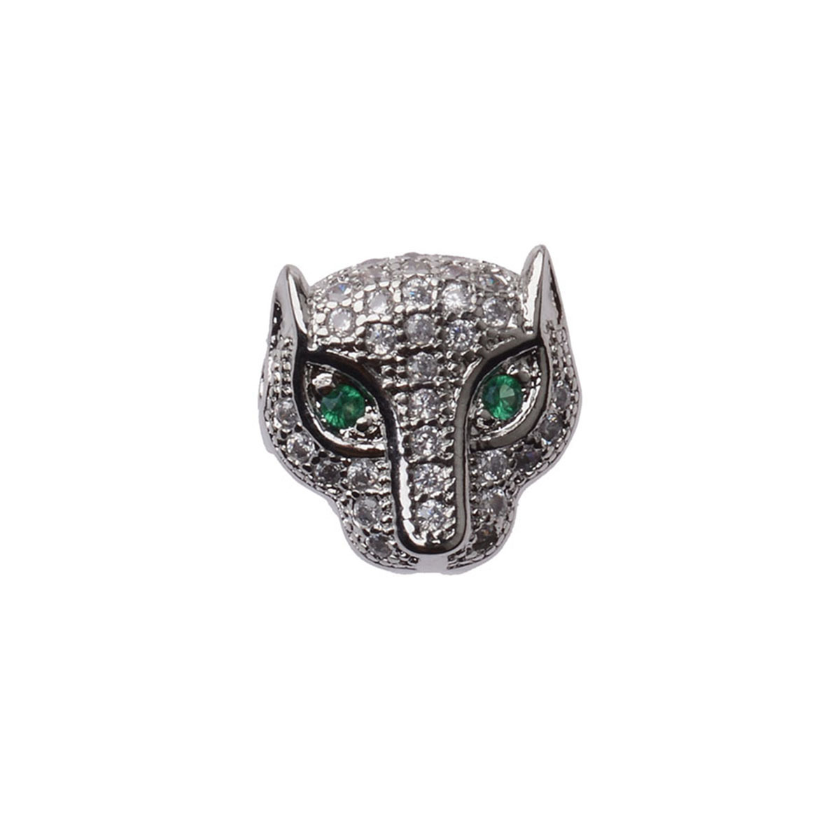 new jewelry accessories micro-inlaid cubic zircon green eyes leopard head DIY copper bracelet charms beads