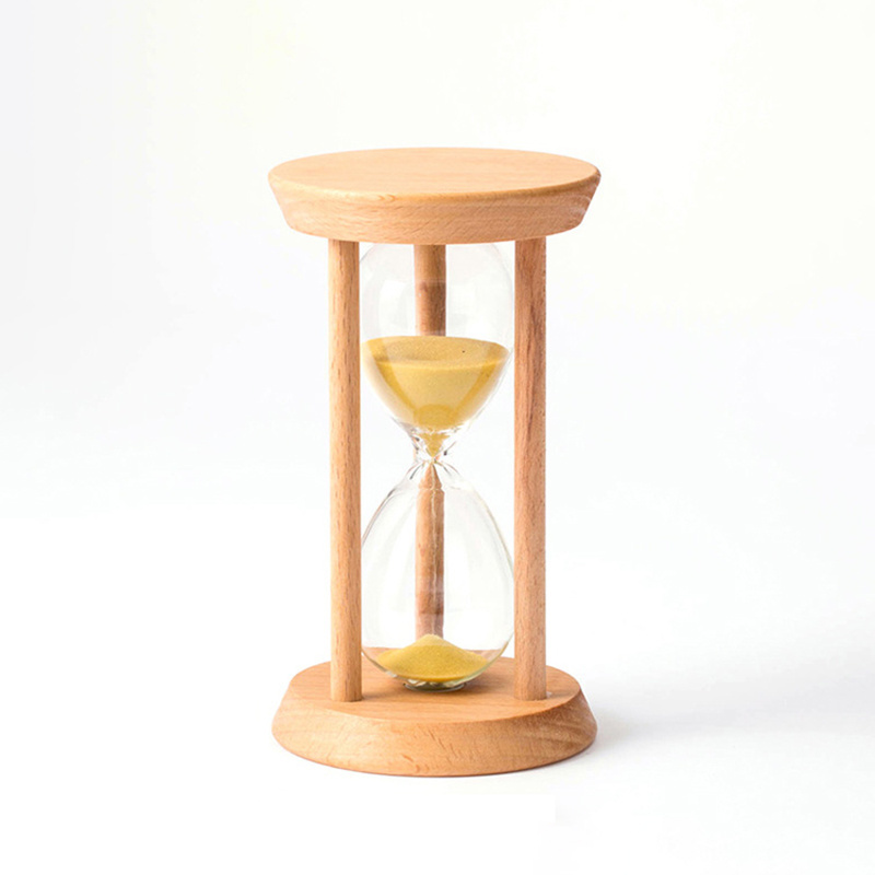 saibasen high quality custom wood color sand clock 3 5 minute sand timer glass hourglass modern style for tea coffee life