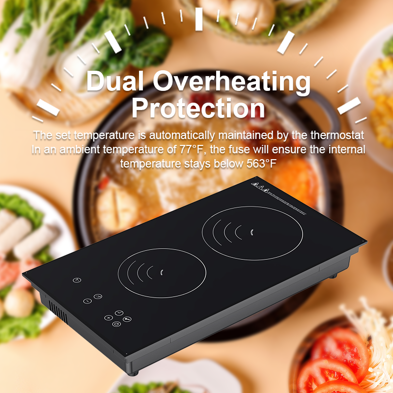 Universal combined induction cooker dual zone induction cooktop built in waterproof electric stove cooker for FCL container load