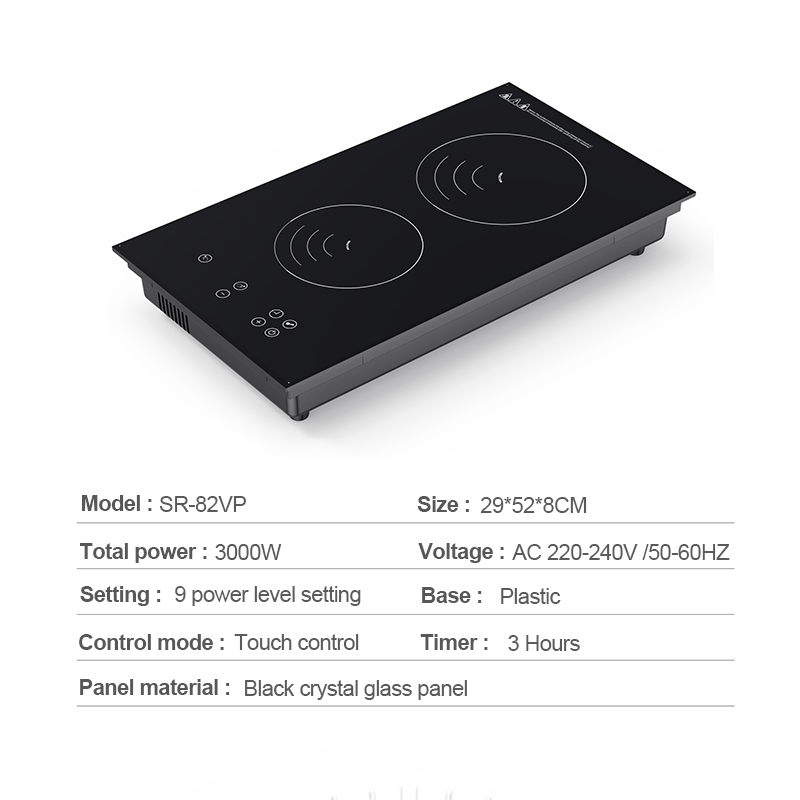 Universal combined induction cooker dual zone induction cooktop built in waterproof electric stove cooker for FCL container load