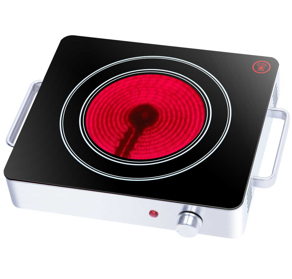 Customized electric ceramic stove 2000W single hob infrared cooker metal housing infrared cooktop with two handles