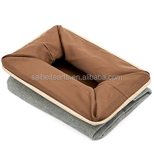 Factory Supply Foldable Fabric Cube Organizer With Handles And Lining Linen Storage Basket