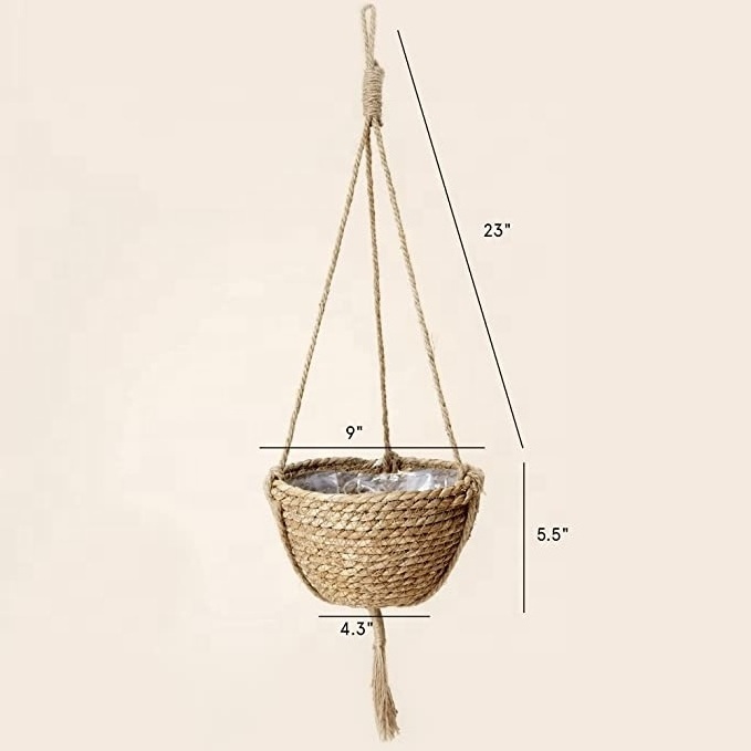 Natural Seagrass Hanging Planter Basket Set,Indoor Plant Pots, Boho Decor Plant Pot Cover Pack 2