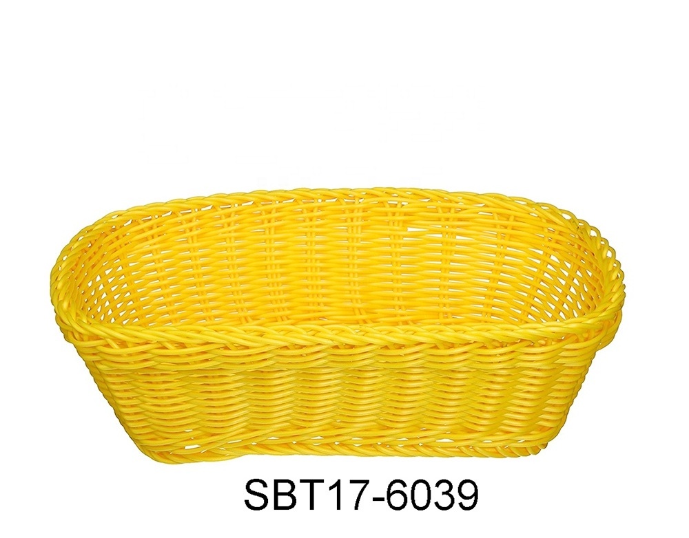 oval wicker woven restaurant serving bread baskets with purple color