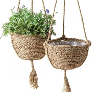 Natural Seagrass Hanging Planter Basket Set,Indoor Plant Pots, Boho Decor Plant Pot Cover Pack 2