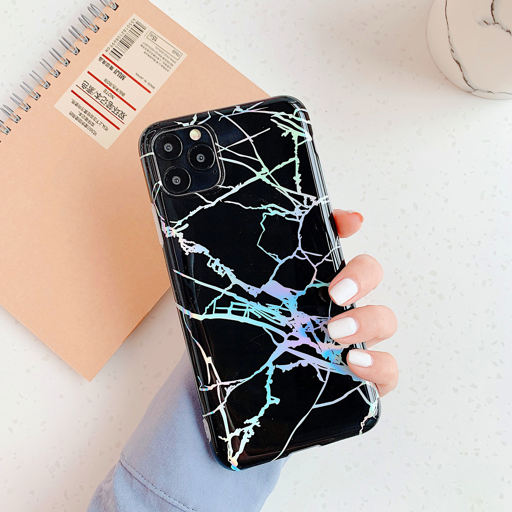 for iphone 12 pro max marble glitter case changing color laser imd marble phone case for iphone 11 12