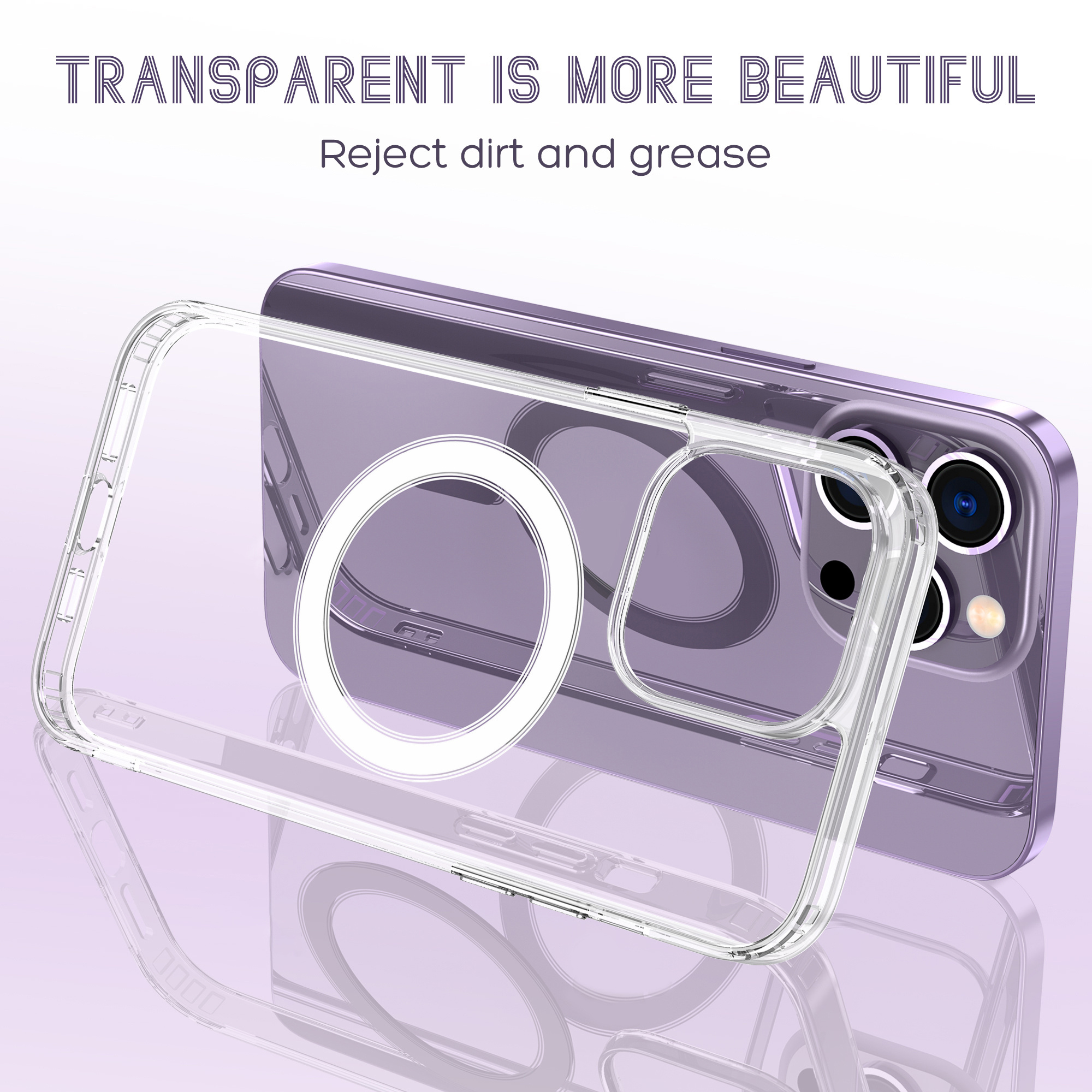 Anti-yellow cover for iphone15 14 16 pro clear magnetic phone case for iphone 15 14 13 transparent Acrylic phone case design