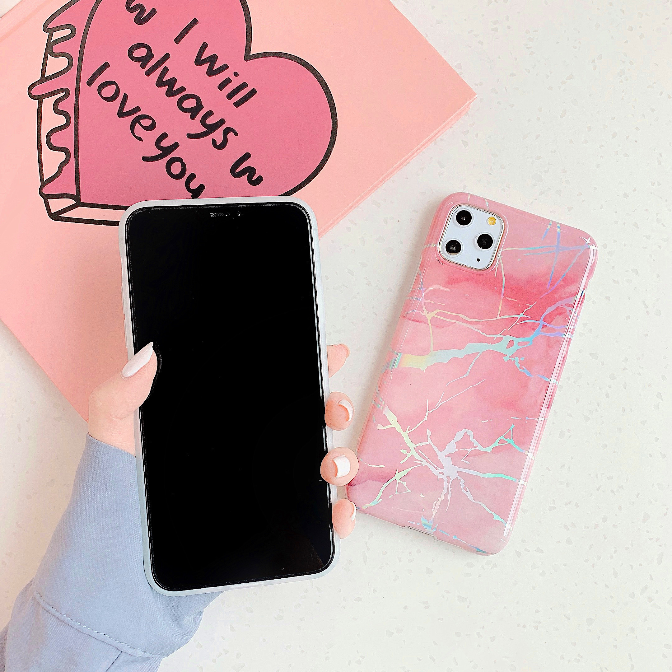 for iphone 12 pro max marble glitter case changing color laser imd marble phone case for iphone 11 12