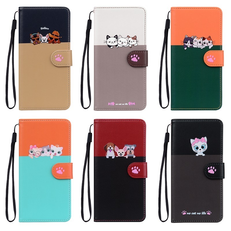 Cartoon Wallet cell phone cover For redmi note 12 pro PU Cute Cat Dog Phone Case for redmi note 12