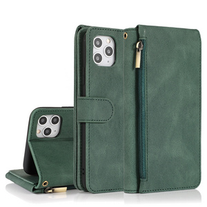 Premium Soft Back Cover Genuine Leather Phone Case Flip Wallet Magnetic Mobile Phone Case with Card Slot for iPhone 11/Xs/Xr/8/7