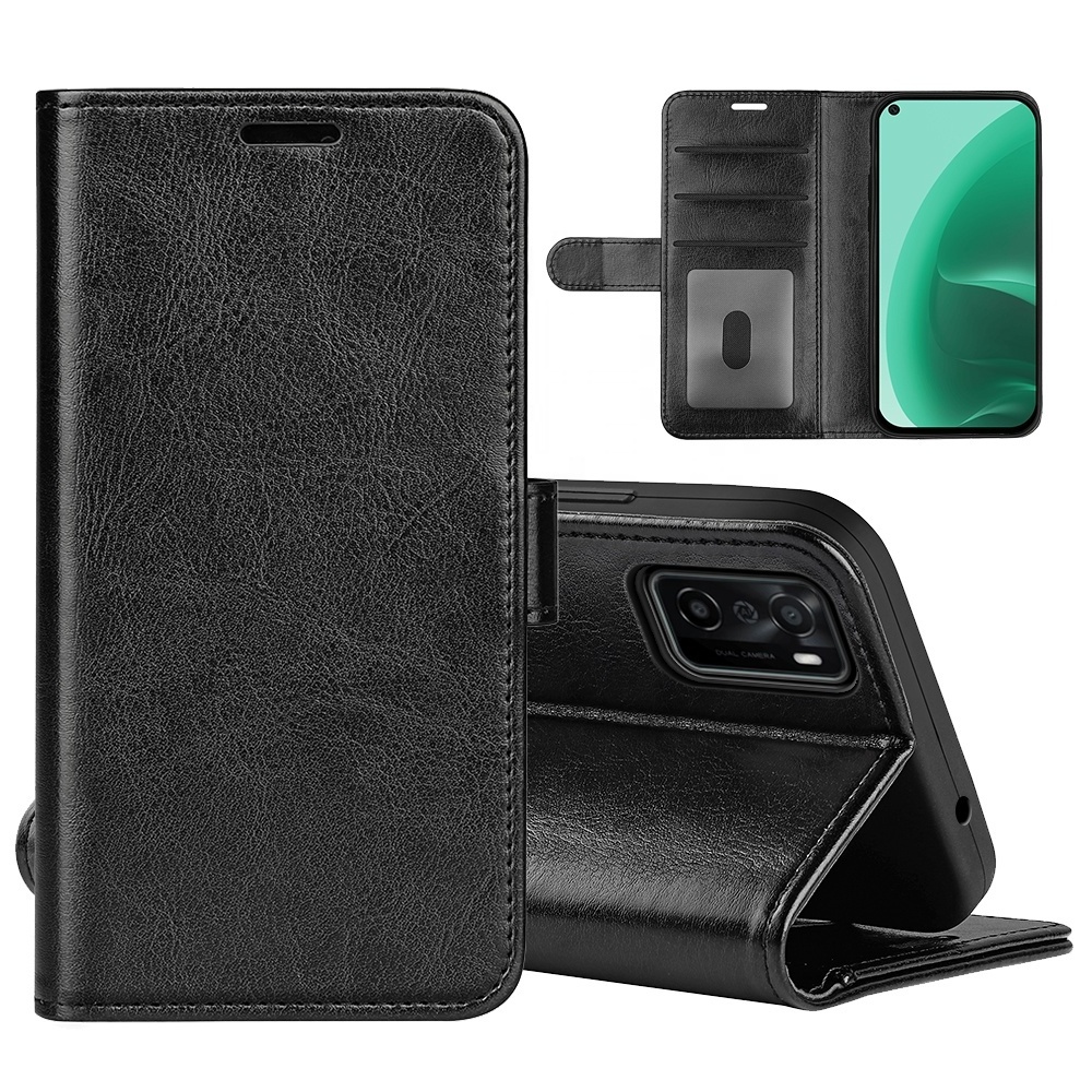 Real leather phone case Wallet credit card holder back cover cellphone case for OPPO A55s 5G/Reno 7 Se 5G