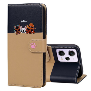 Cartoon Wallet cell phone cover For redmi note 12 pro PU Cute Cat Dog Phone Case for redmi note 12