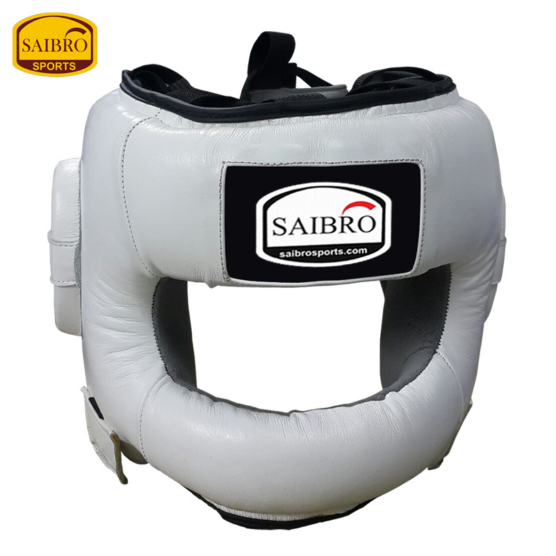 Full Face Plastic Frame Head Guard Boxing Training Head Guard  Made of Genuine Cowhide leather