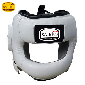 Full Face Plastic Frame Head Guard Boxing Training Head Guard  Made of Genuine Cowhide leather