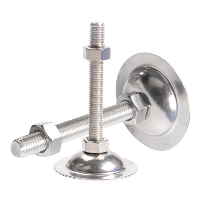 Adjustable height Levelling feet Zinc plated bolt M6 M8 M10 M12 M14 M16 M18 M20 Nylon base pad diameter 40 50 60 80mm foot