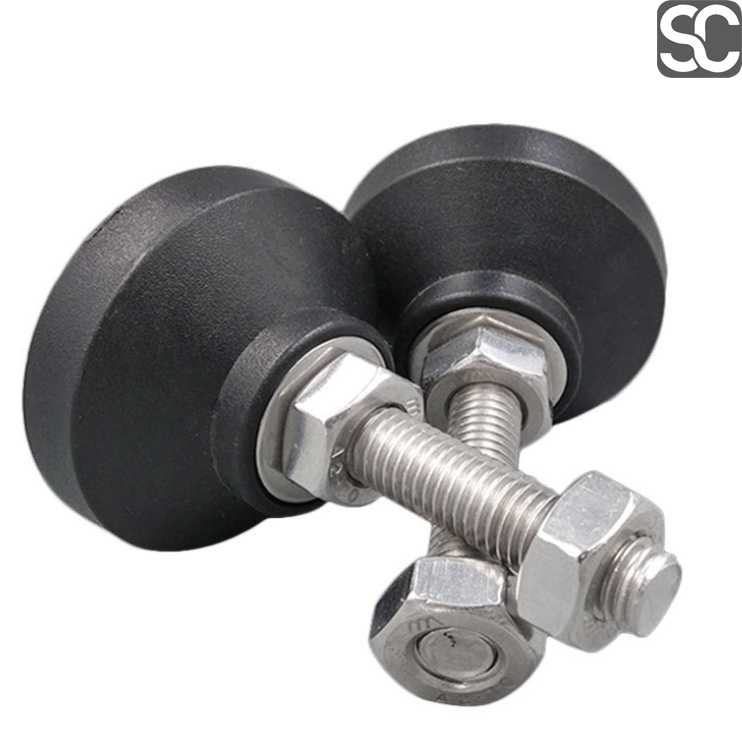 Adjustable height Levelling feet Zinc plated bolt M6 M8 M10 M12 M14 M16 M18 M20 Nylon base pad diameter 40 50 60 80mm foot