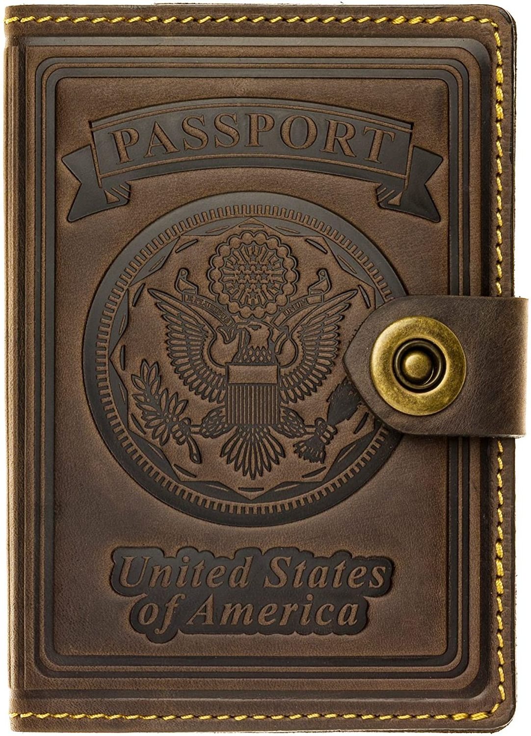 Custom Leather US Passport Holder Cover RFID Blocking ID Card Wallet