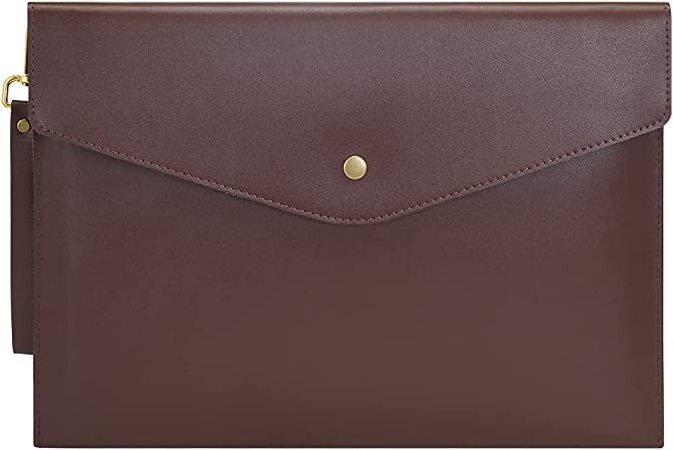 A4 Real Leather Multifunction Portfolio Envelope File Holder for Paper Document Stationery Organizer and Tablet Case PC Sleeve