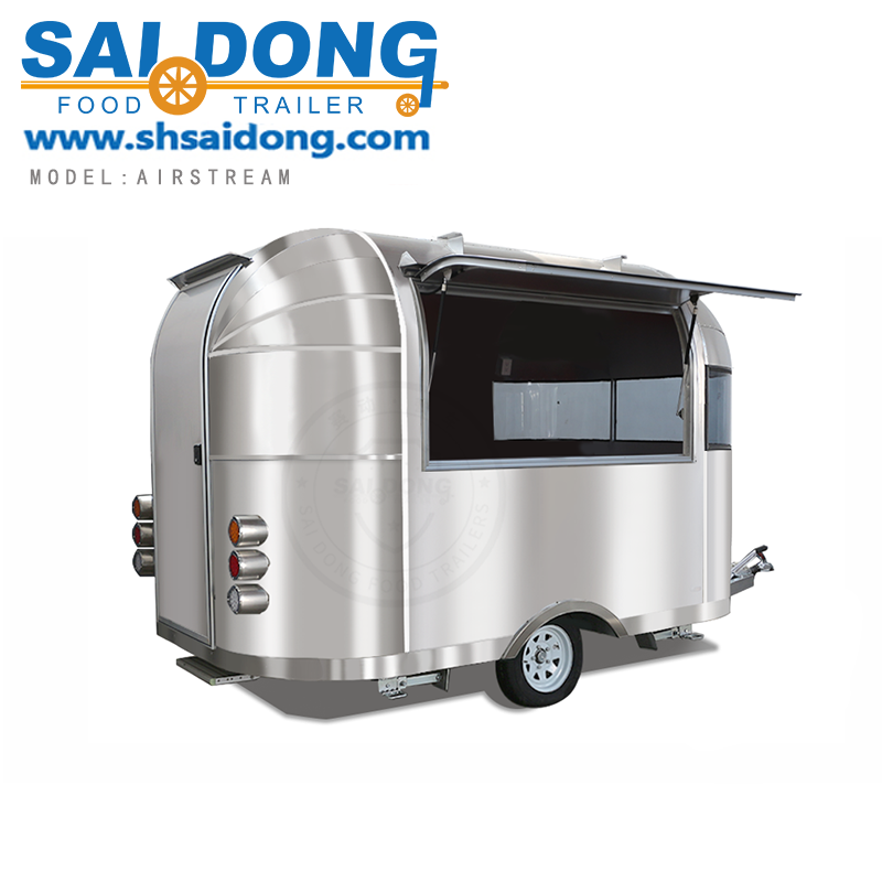 Mobile Kitchen Container stainless steel Airstream food truck mobile hamburger trailer hot dog ice cream cart