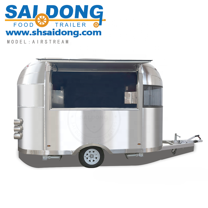 Mobile Kitchen Container stainless steel Airstream food truck mobile hamburger trailer hot dog ice cream cart