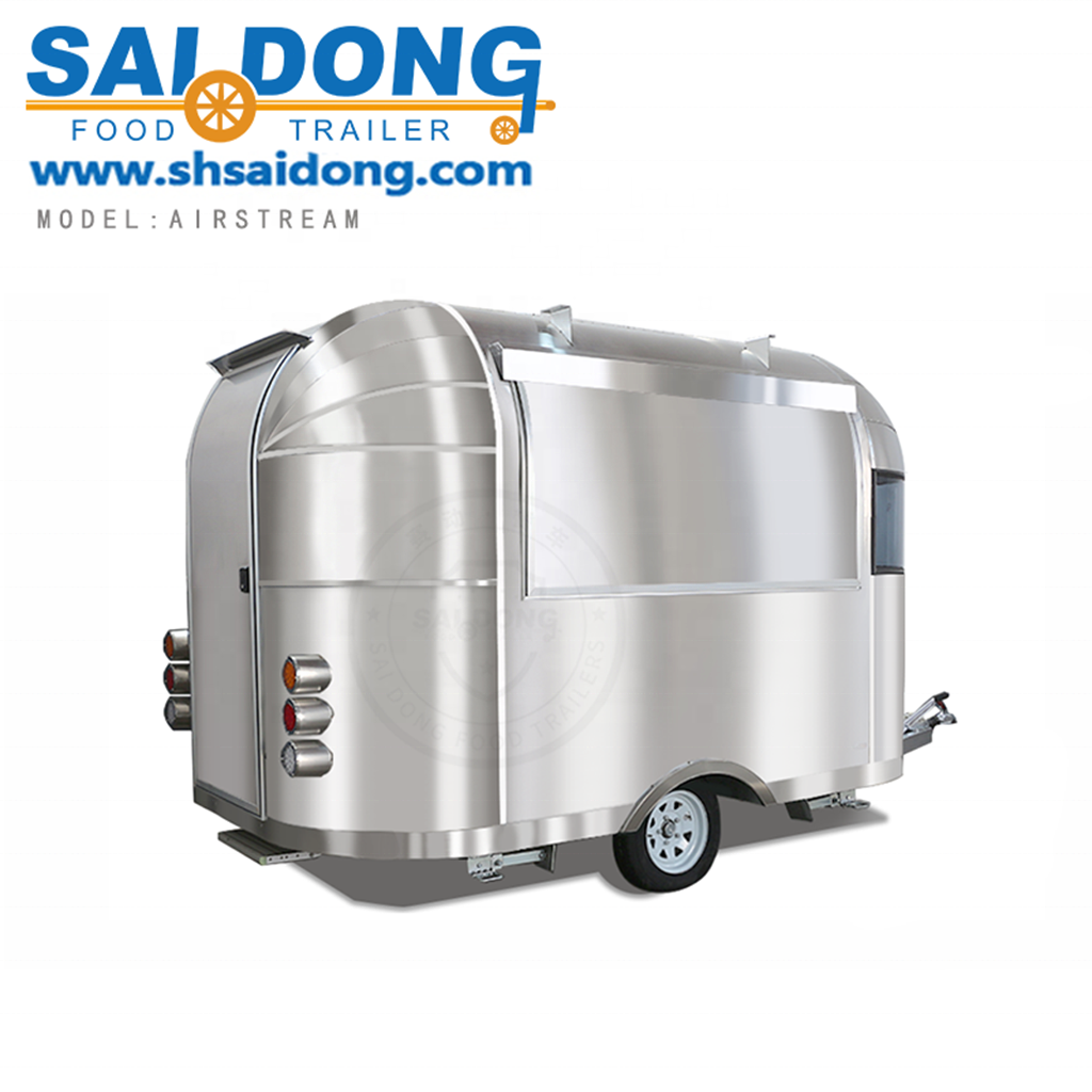 Mobile Kitchen Container stainless steel Airstream food truck mobile hamburger trailer hot dog ice cream cart