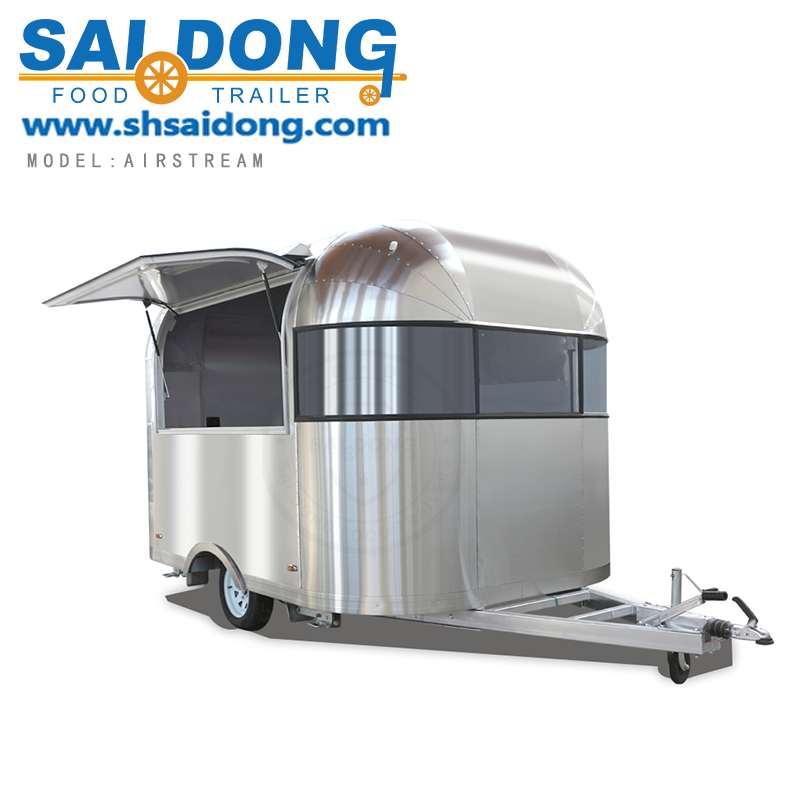 Mobile Kitchen Container stainless steel Airstream food truck mobile hamburger trailer hot dog ice cream cart