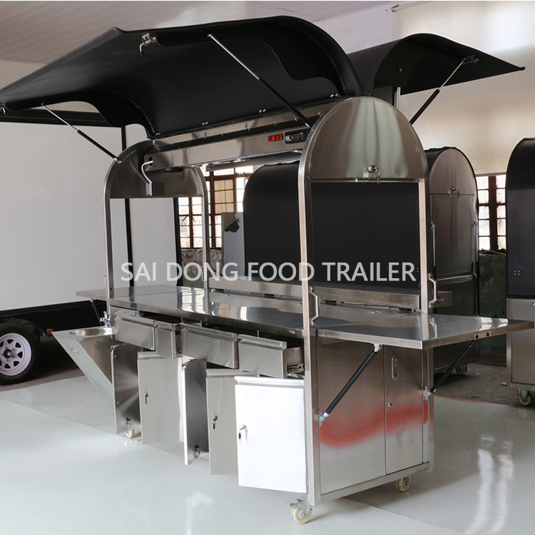 Unique design stainless steel coffee cart/coffee vending cart/ice-cream cart