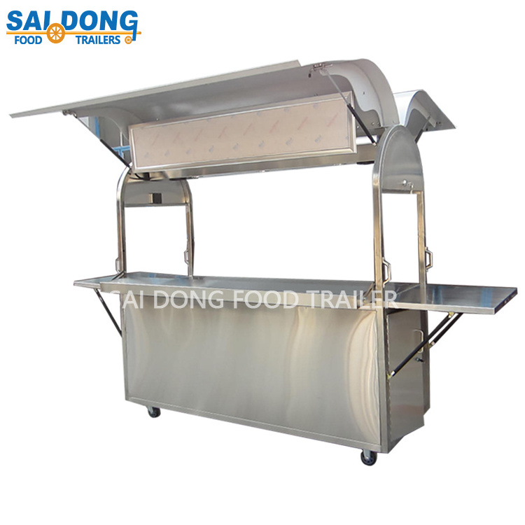 Unique design stainless steel coffee cart/coffee vending cart/ice-cream cart