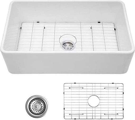 Fireclay Apron Front Farmhouse Kitchen Sinks Apron Front Single Bowl Farm Kitchen Sinks 33 Inch White Polished 3 Years SAIDY/OEM