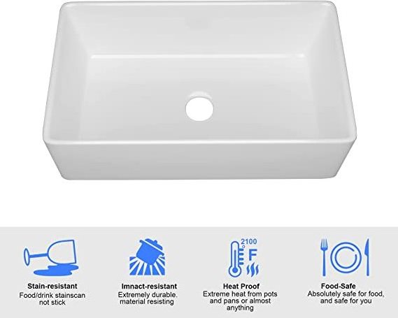 Fireclay Apron Front Farmhouse Kitchen Sinks Apron Front Single Bowl Farm Kitchen Sinks 33 Inch White Polished 3 Years SAIDY/OEM