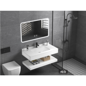 Modern Luxury Hotel Wall Mount Bathroom Vanity Floating Cabinet with Sink OEM Rectangle Slab